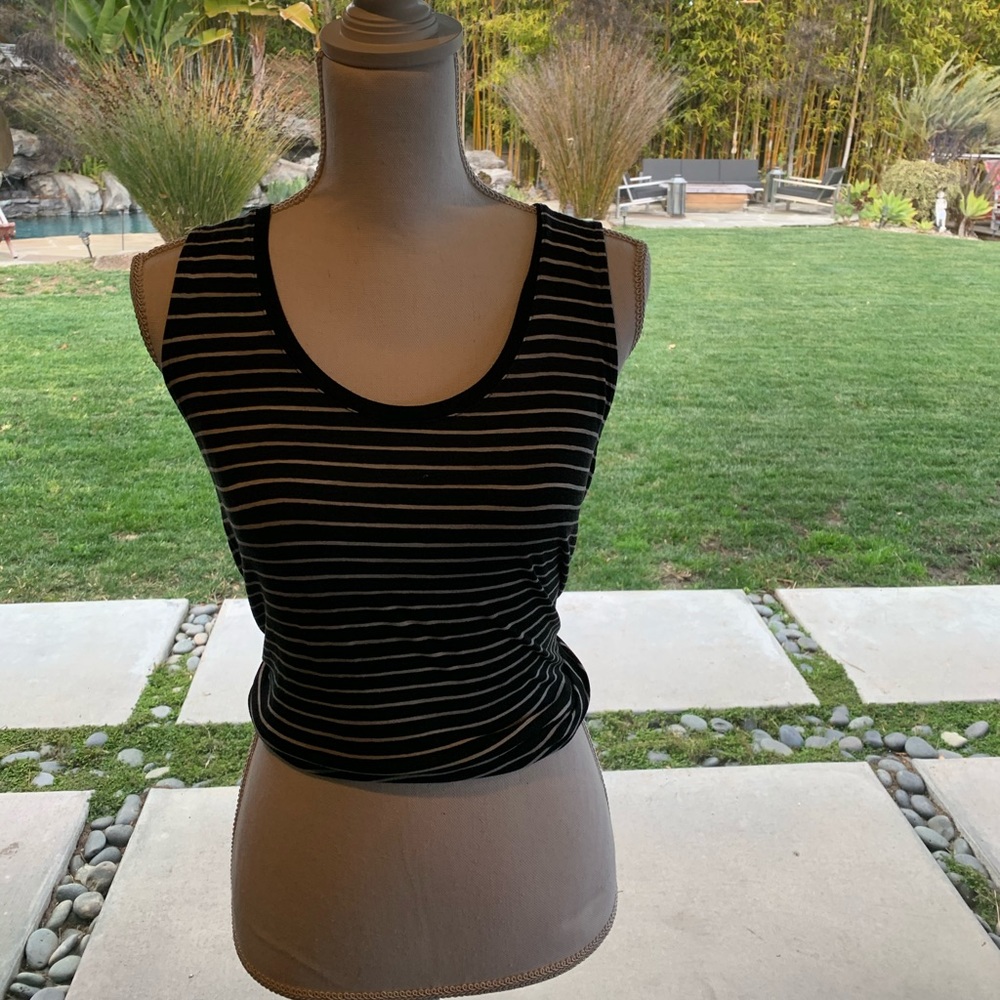 A multi stripe black and white tank top
